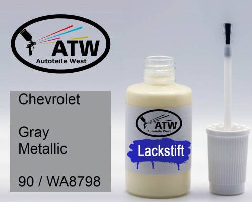 Chevrolet, Gray Metallic, 90 / WA8798: 20ml Lackstift, von ATW Autoteile West.